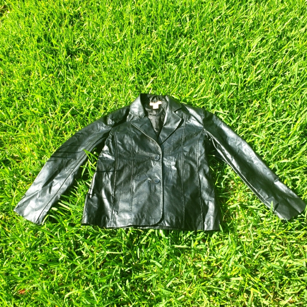Vintage black leather 2000s jacket,  women's S